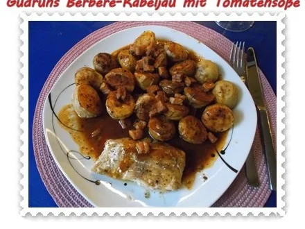 Fisch: Berbere-Kabeljau mit Backkartoffeln und Tomaten-Specksoße - Rezept - Bild Nr. 19
