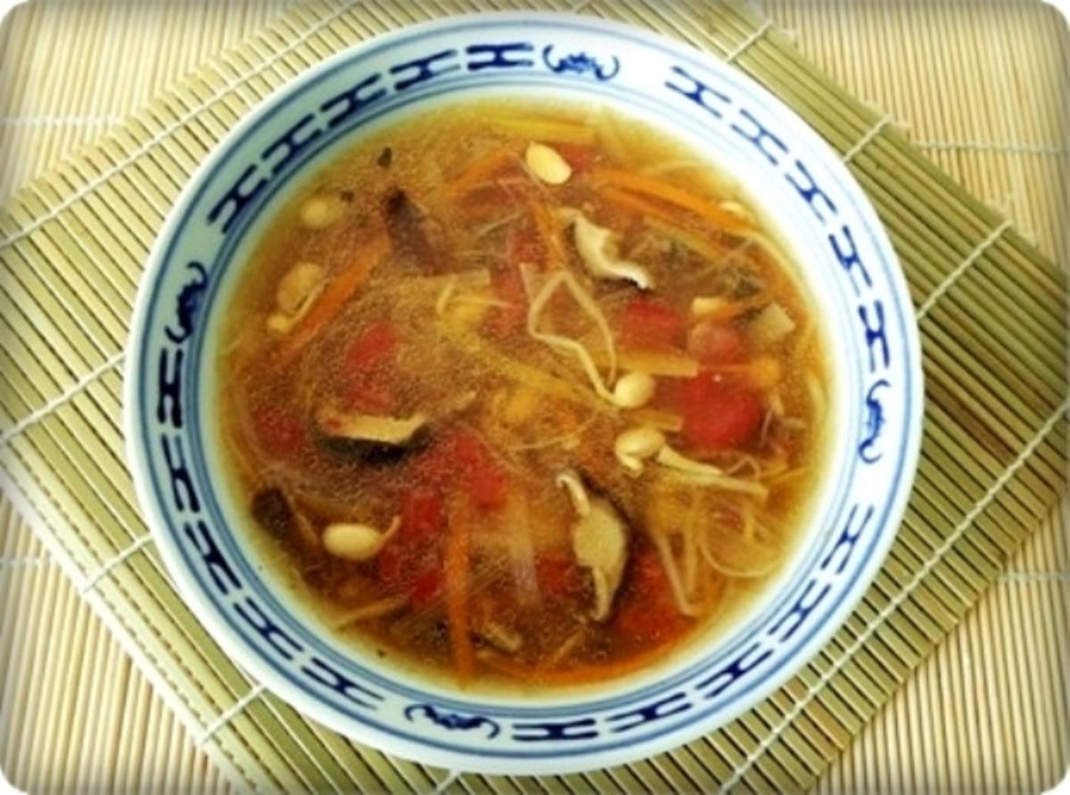 Scharf- saure  Pekingsuppe  mit frischen Shiitake - Rezept - Bild Nr. 6