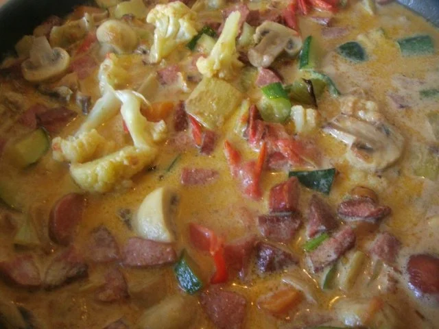 Cabanossi- Gemüse - Käse Pfanne - Rezept