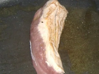 Rezept: Schweinefilet gefüllt mit Ziegenfrischkäse im Zucchinimantel auf Kartoffelrucolastampf Bild Nr. 4 Schweinefilet gefüllt mit Ziegenfrischkäse im Zucchinimantel auf Kartoffelrucolastampf - Rezept - Bild Nr. 4