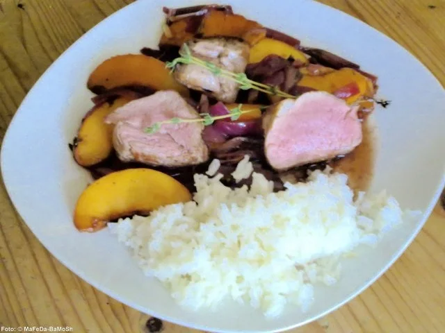 Schweinefilet in Pfirsich-Balsamico-Soße - Rezept - Bild Nr. 2