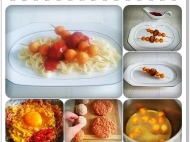 Rezept: Fleisch-Kartoffelbällchen-Spieß auf Tagliatelle Bild Nr. 4 Fleisch-Kartoffelbällchen-Spieß auf Tagliatelle - Rezept - Bild Nr. 4