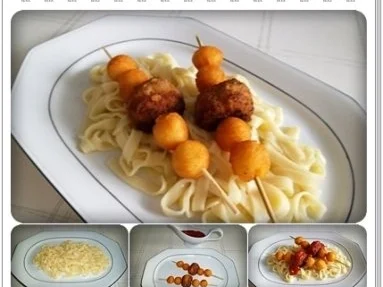 Rezept: Fleisch-Kartoffelbällchen-Spieß auf Tagliatelle Bild Nr. 14 Fleisch-Kartoffelbällchen-Spieß auf Tagliatelle - Rezept - Bild Nr. 14