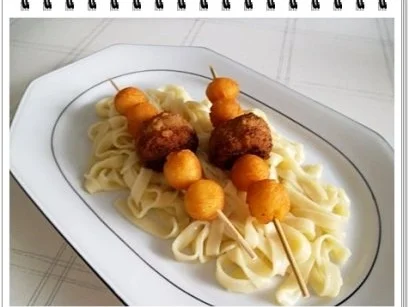 Rezept: Fleisch-Kartoffelbällchen-Spieß auf Tagliatelle Bild Nr. 15 Fleisch-Kartoffelbällchen-Spieß auf Tagliatelle - Rezept - Bild Nr. 15
