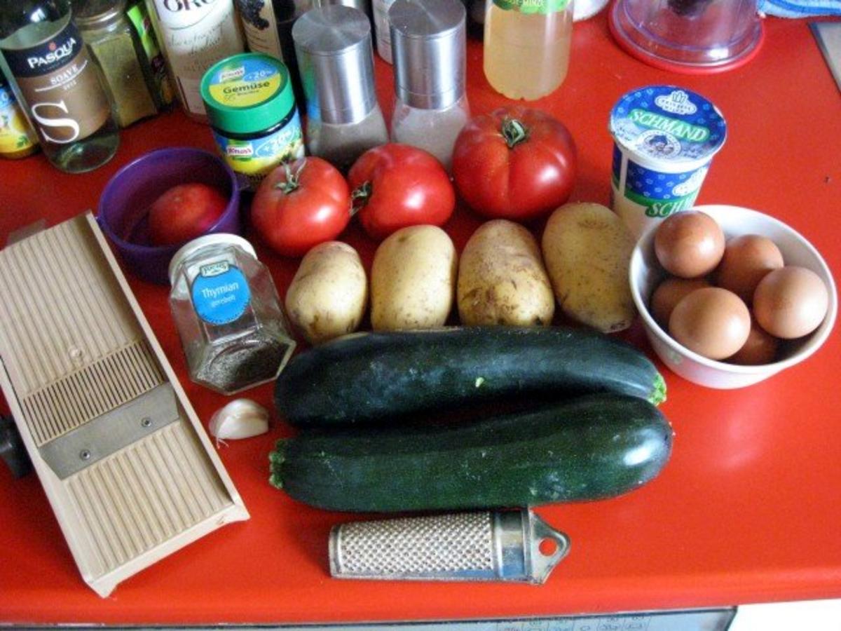 Auflauf mit Kartoffel Zucchini und Tomaten Vegetarisch - Rezept - Bild Nr. 2