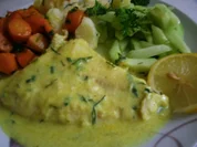 gedünstetes Schollenfilet  in grüner Currysauce - Rezept