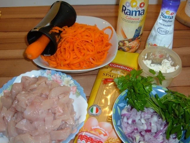 Rezept: Pfannengericht : Spaghetti mit Möhrenspaghetti Bild Nr. 4 Pfannengericht : Spaghetti mit Möhrenspaghetti - Rezept - Bild Nr. 4