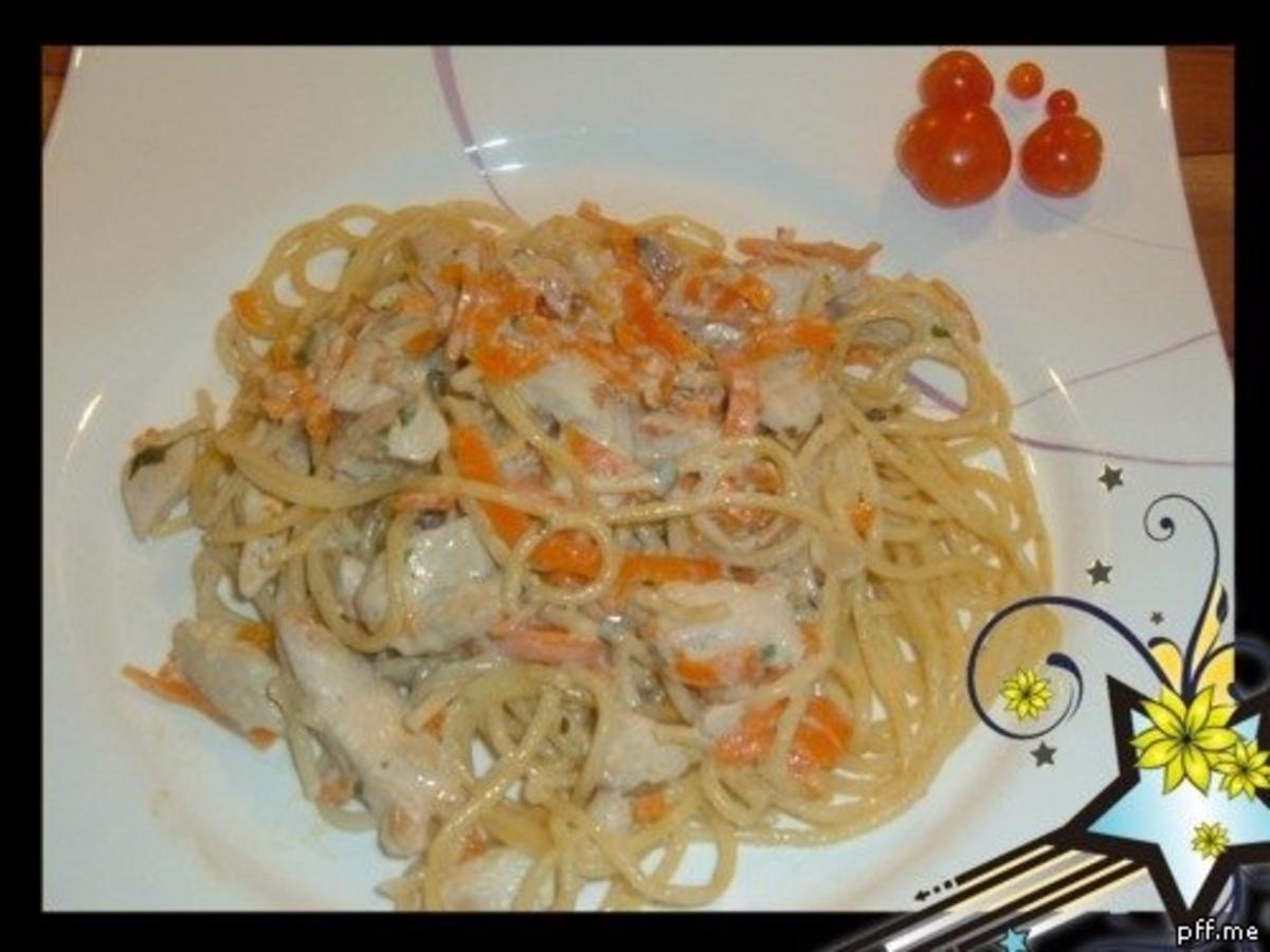 Pfannengericht :  Spaghetti mit Möhrenspaghetti - Rezept