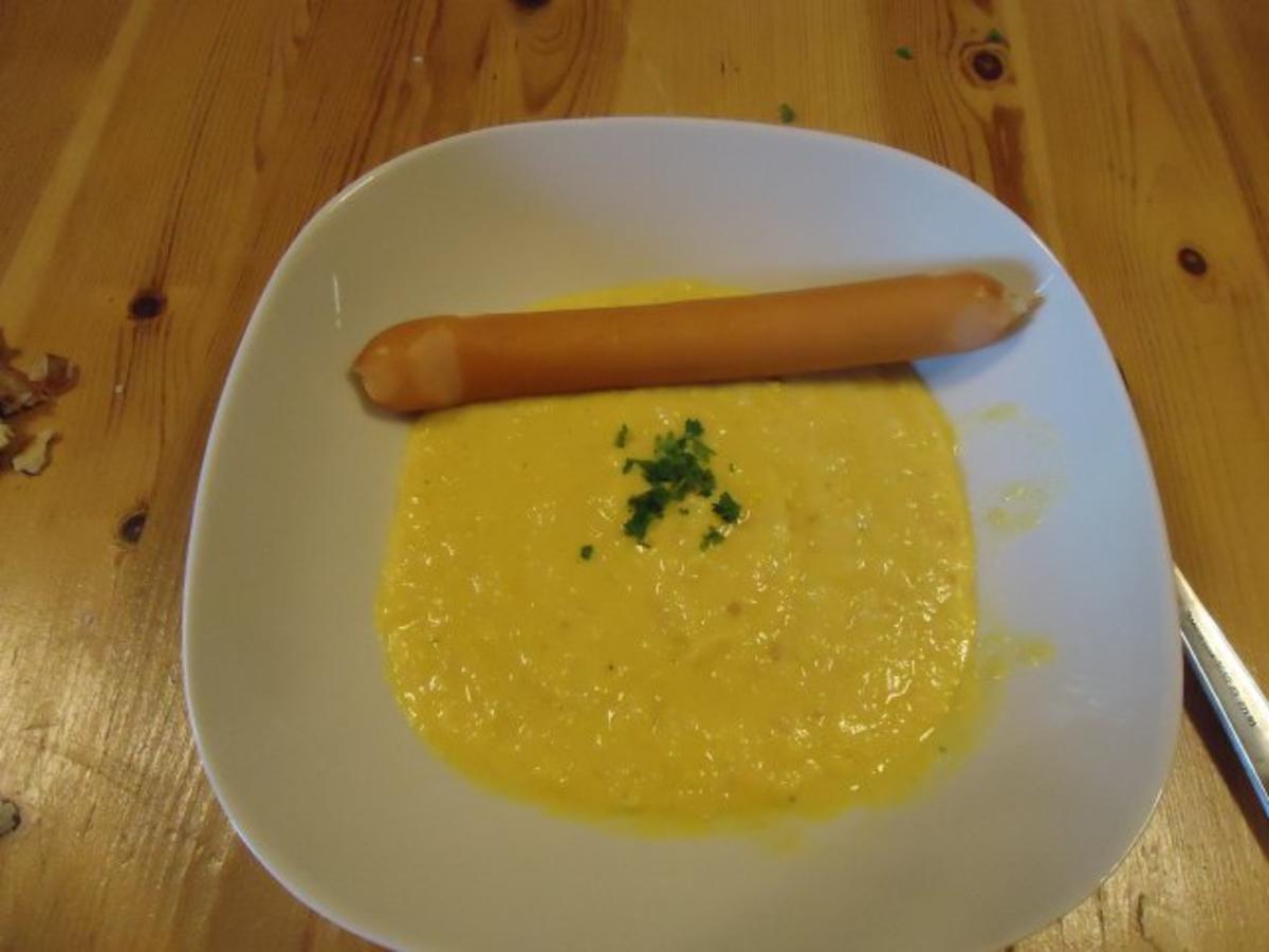 Maiscremesuppe ... mit ner kleinen Bockwurst und Ciabatta - Rezept mit ...