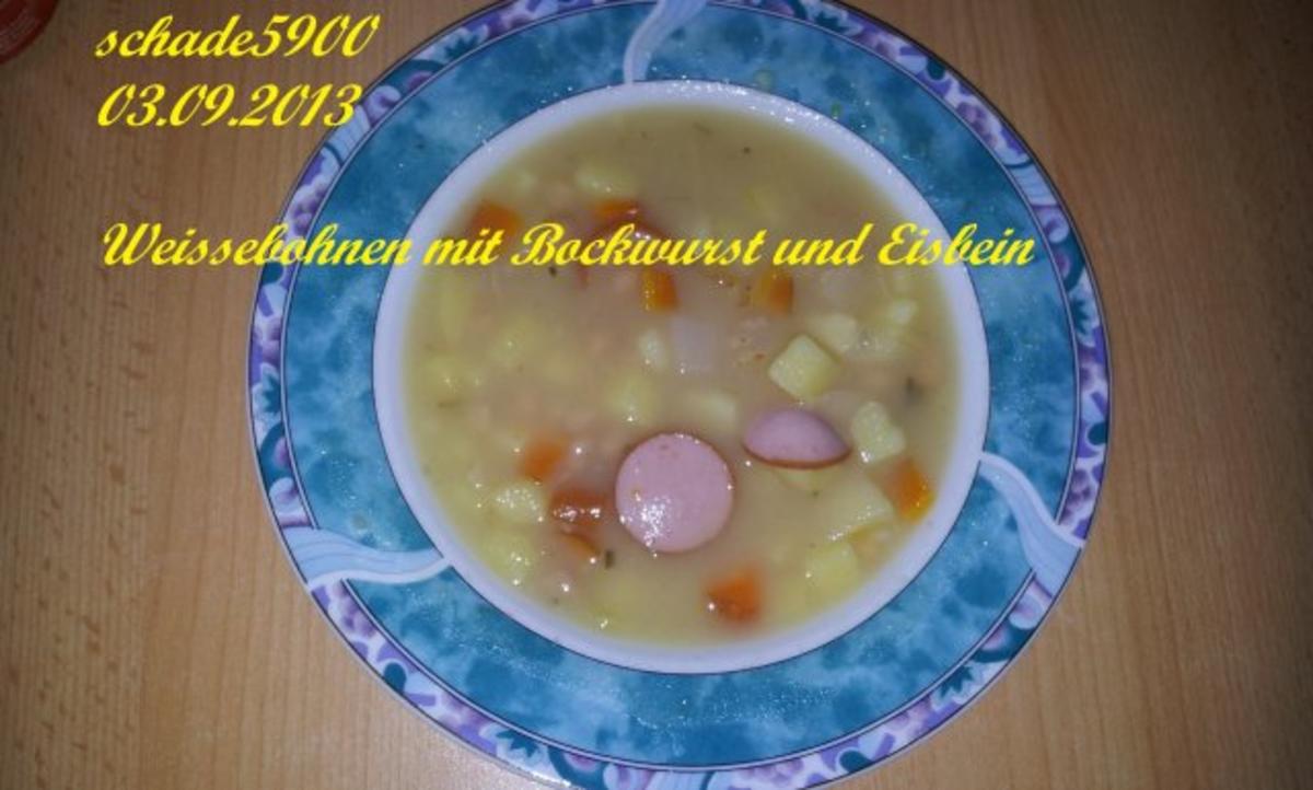 Suppen und Eintöpfe: Weisse - Bohnen mit Bockwurst und Eisbein - Rezept - Bild Nr. 2