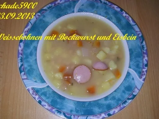 Suppen und Eintöpfe: Weisse - Bohnen mit Bockwurst und Eisbein - Rezept - Bild Nr. 2