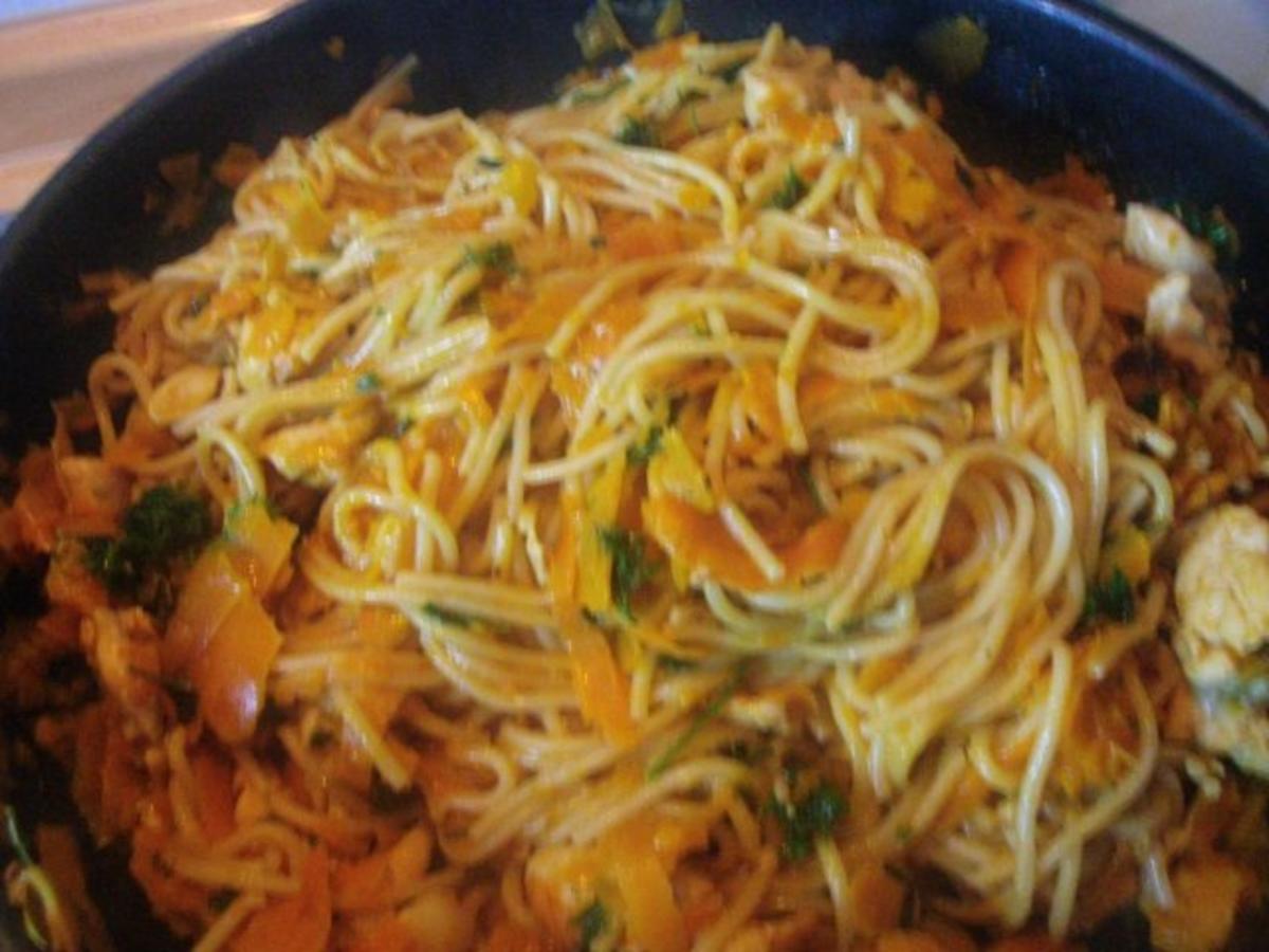 Pfannengericht Spaghetti mit Kürbis und Möhre - Rezept - Bild Nr. 2