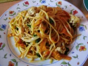 Pfannengericht Spaghetti mit Kürbis und Möhre - Rezept