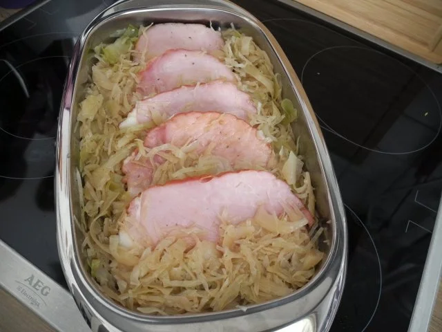 Schwein : Gewickelter Schinken auf Apfel - Weißkohl - Gemüse - Rezept - Bild Nr. 10