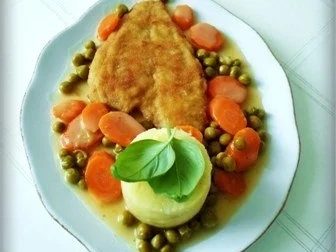 Gebratene Scholle auf Gemüsebett mit leckerem Stampfkartoffel - Türmchen - Rezept - Bild Nr. 2