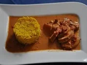 Kochen:Hähnchenbrust mit Paprikasoße und Kurkumareis - Rezept