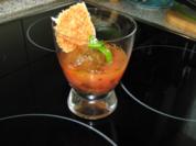 Rezept: Vorspeise: Tomaten-Mozzarella-Salat, mit Sorbet Vorspeise: Tomaten-Mozzarella-Salat, mit Sorbet - Rezept