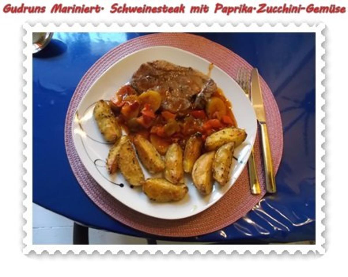 Fleisch: Marinierte Steaks mit Paprika-Zucchini-Gemüse und Kräuter-Ofenkartoffeln - Rezept - Bild Nr. 13