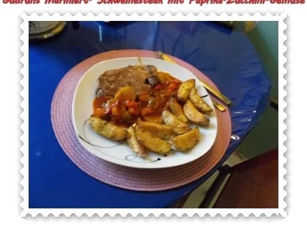 Fleisch: Marinierte Steaks mit Paprika-Zucchini-Gemüse und Kräuter-Ofenkartoffeln - Rezept - Bild Nr. 14