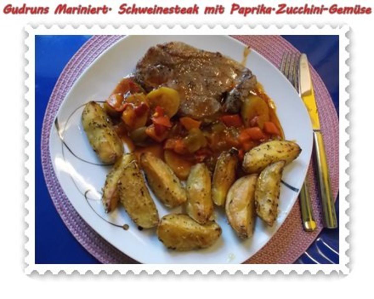 Fleisch: Marinierte Steaks mit Paprika-Zucchini-Gemüse und Kräuter-Ofenkartoffeln - Rezept - Bild Nr. 16
