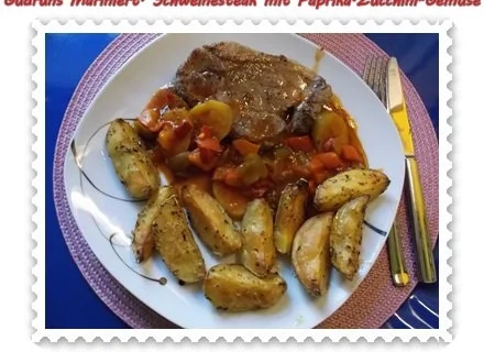 Fleisch: Marinierte Steaks mit Paprika-Zucchini-Gemüse und Kräuter-Ofenkartoffeln - Rezept - Bild Nr. 16