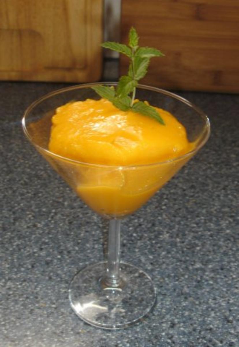 Mangosorbet mit Mangopüree und Zuckersirup - eigene Herstellung ...
