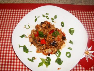 Rezept: Hähnchen-Reispfanne gebraten Hähnchen-Reispfanne gebraten - Rezept