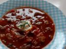 Suppen/Eintöpfe: Würzig-scharfe Gulaschsuppe mit Pfifferlingen, Zucchini und Paprika - Rezept