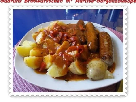 Fleisch: Bratwürstchen mit Harissa-Gorgonzola-Soße - Rezept