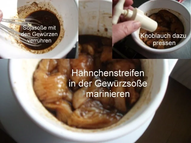 Knusprig gebratene Hähnchenbrust auf gebratenen Chinanudeln - Rezept - Bild Nr. 3