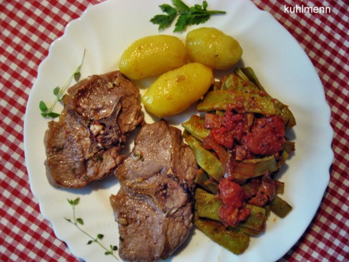 Bilder für Lammkoteletts mit mediterranem Bohnengemüse - Rezept