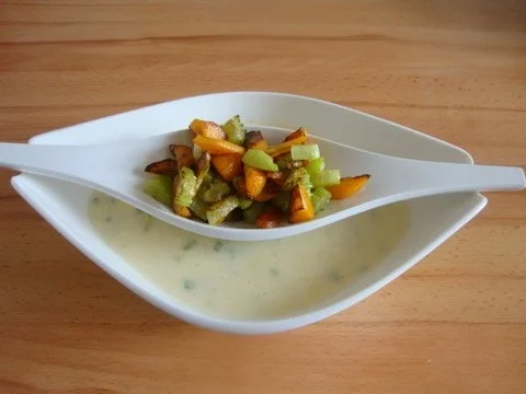 Kartoffelcremesuppe mit gebratenem Gemüse - Rezept