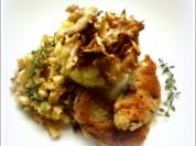 Parasolpilz-Schnitzel, Apfel-Zucchini-Gemüse und Kartoffelpüree - Rezept