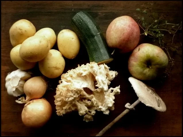 Rezept: Parasolpilz-Schnitzel, Apfel-Zucchini-Gemüse und Kartoffelpüree Bild Nr. 2 Parasolpilz-Schnitzel, Apfel-Zucchini-Gemüse und Kartoffelpüree - Rezept - Bild Nr. 2