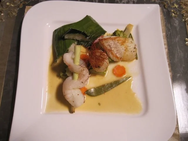 Trilogie aus dem Meer mit gedämpften Reis im Bananenblatt - Rezept