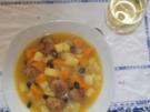 Kürbis-Kartoffelsuppe mit Klößchen - weil ich die Cremesuppe satt hatte - Rezept