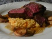 Kürbisrisotto mit Entrecote und warmem Steinpilzsalat - Rezept