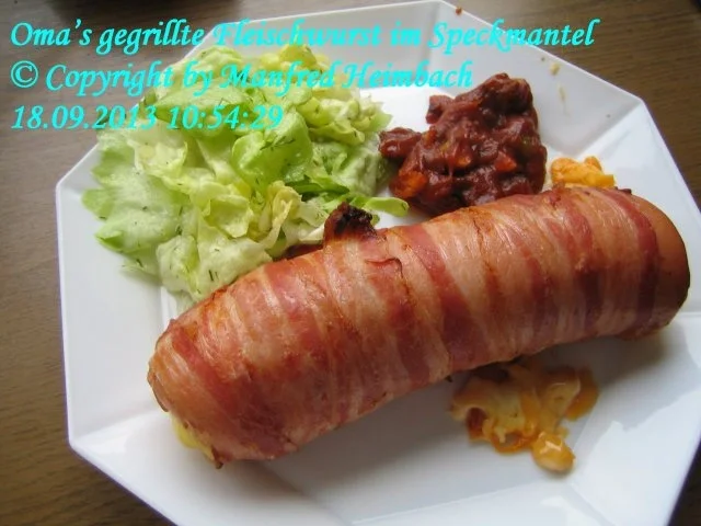 Rezept: Wurst – Oma’s gegrillte Fleischwurst im Speckmantel Bild Nr. 2 Wurst – Oma’s gegrillte Fleischwurst im Speckmantel - Rezept - Bild Nr. 2