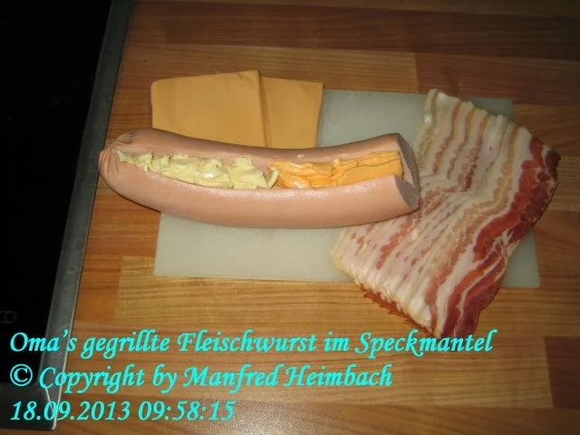 Rezept: Wurst – Oma’s gegrillte Fleischwurst im Speckmantel Bild Nr. 4 Wurst – Oma’s gegrillte Fleischwurst im Speckmantel - Rezept - Bild Nr. 4