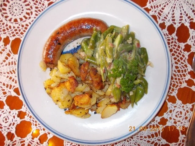 Rezept: Stangenbohnen mit Creme Fraiche Stangenbohnen mit Creme Fraiche - Rezept