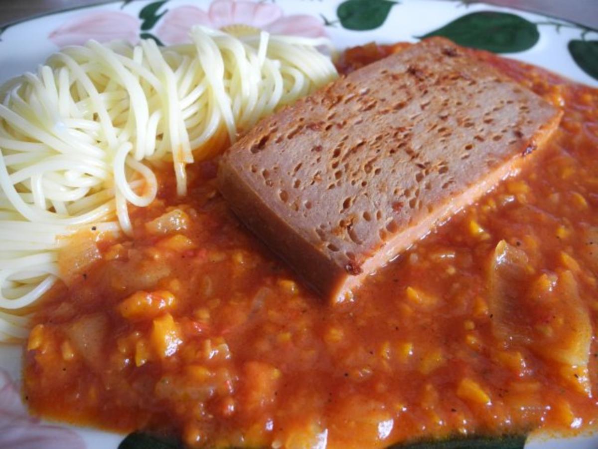 Vegan : Tomaten - Möhrensoßen mit Soja - Leberkäse - Rezept - Bild Nr. 2