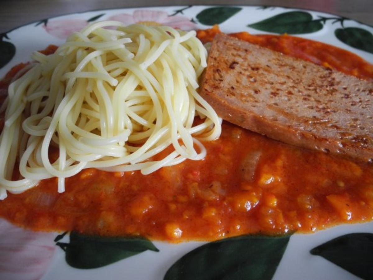 Vegan : Tomaten - Möhrensoßen mit Soja - Leberkäse - Rezept - Bild Nr. 3