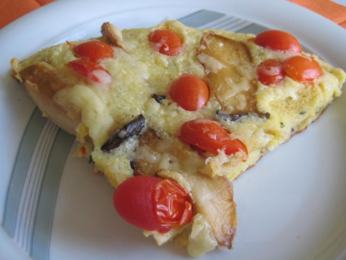 Omelett mit Kräuterseitlingen und Bergkäse (Pfannkuchen) - Rezept - Bild Nr. 3