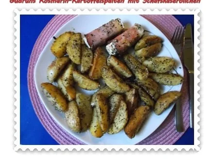 Kartoffeln: Rosmarin-Kartoffelspalten mit Schafskäseröllchen - Rezept - Bild Nr. 13