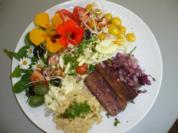 eingelegter Tofu mit Rohkost und Hirse - Rezept