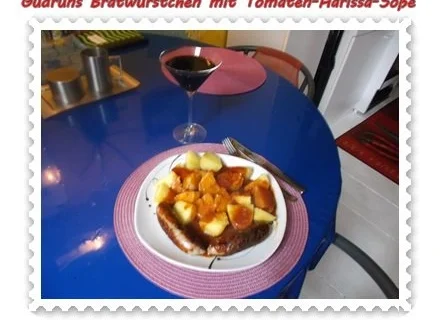Fleisch: Bratwürstchen mit Tomaten-Harissa-Soße und Pellkartoffeln - Rezept - Bild Nr. 9
