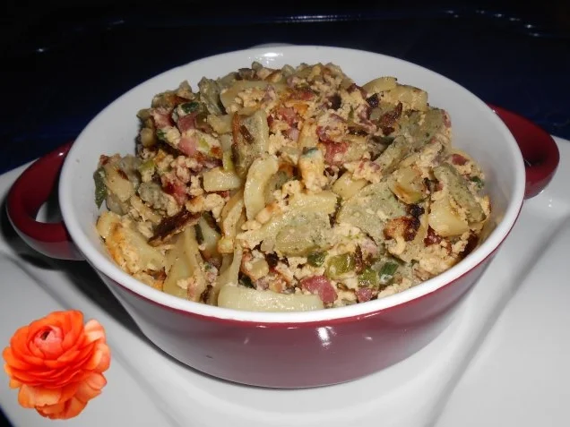 Rezept: Maultaschen-Pfanderl mit Schinken und Ei Maultaschen-Pfanderl mit Schinken und Ei - Rezept