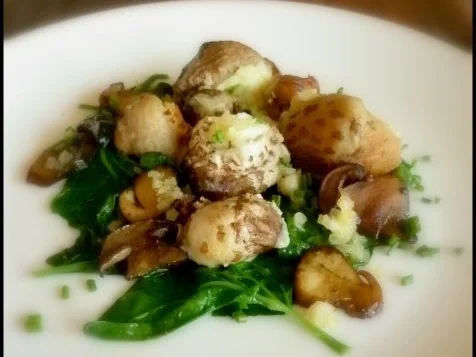 Gefüllte Pilzköpfchen mit Spinat - Rezept