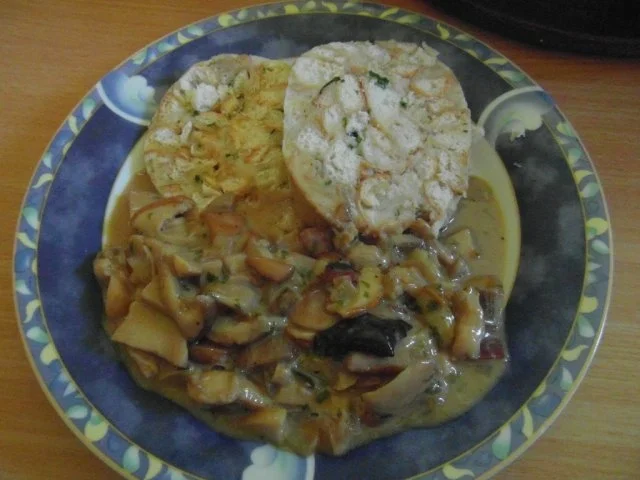 Rezept: frische Waldpilze in Rahmsosse mit hausgemachten Semmelknödeln Bild Nr. 7 frische Waldpilze in Rahmsosse mit hausgemachten Semmelknödeln - Rezept - Bild Nr. 7