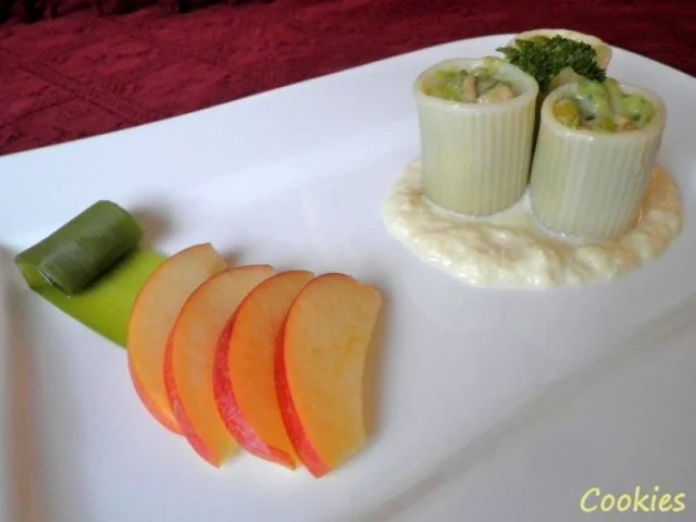 Mit Hähnchen und Lauch gefüllte Nudeln ... - Rezept - Bild Nr. 2